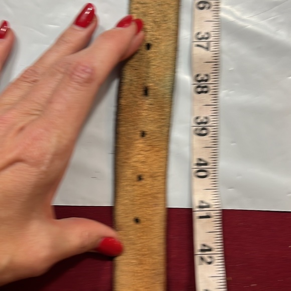 Vintage Brown Leather Belt with Black Heart Motif and Brass Initials HFP - Picture 4 of 10